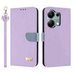 For Redmi Note 13 Pro 4G Global Metal Bow Leather Phone Case with Hand Strap(Purple)