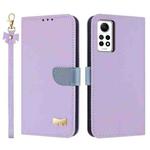 For Redmi Note 12 Pro 4G Global Metal Bow Leather Phone Case with Hand Strap(Purple)