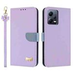 For Redmi Note 12 Pro+ 5G Metal Bow Leather Phone Case with Hand Strap(Purple)
