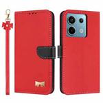 For Redmi Note 13 Pro 5G / Poco X6 Metal Bow Leather Phone Case with Hand Strap(Red)