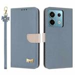 For Redmi Note 13 Pro 5G / Poco X6 Metal Bow Leather Phone Case with Hand Strap(Light Blue)