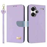 For Redmi Note 13 Pro+ Metal Bow Leather Phone Case with Hand Strap(Purple)
