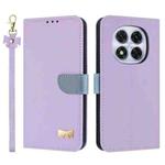 For Redmi Note 14 Pro 5G / 14 Pro+ Metal Bow Leather Phone Case with Hand Strap(Purple)