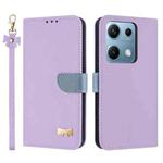 For Redmi Note 14S 4G Metal Bow Leather Phone Case with Hand Strap(Purple)