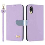 For Sharp Simple Sumaho 6 SHG09 Metal Bow Leather Phone Case with Hand Strap(Purple)