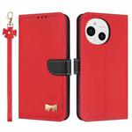 For Sharp Aquos Sense9 Metal Bow Leather Phone Case with Hand Strap(Red)