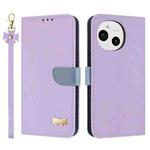 For Sharp Aquos Sense9 Metal Bow Leather Phone Case with Hand Strap(Purple)