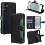 For Samsung Galaxy S25 5G Skin Feel Magnetic Buckle Leather Phone Case(Black)
