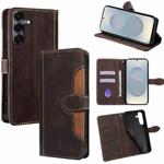 For Samsung Galaxy S25 5G Skin Feel Magnetic Buckle Leather Phone Case(Brown)