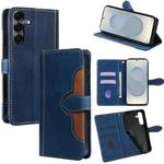 For Samsung Galaxy S25 5G Skin Feel Magnetic Buckle Leather Phone Case(Blue)