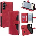 For Samsung Galaxy S25 5G Skin Feel Magnetic Buckle Leather Phone Case(Red)