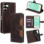For Samsung Galaxy S25+ 5G Skin Feel Magnetic Buckle Leather Phone Case(Brown)
