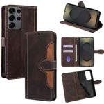 For Samsung Galaxy S25 Ultra 5G Skin Feel Magnetic Buckle Leather Phone Case(Brown)