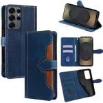 For Samsung Galaxy S25 Ultra 5G Skin Feel Magnetic Buckle Leather Phone Case(Blue)