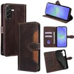 For Samsung Galaxy A36 5G Skin Feel Magnetic Buckle Leather Phone Case(Brown)