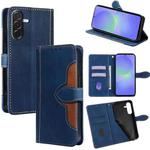 For Samsung Galaxy A36 5G Skin Feel Magnetic Buckle Leather Phone Case(Blue)