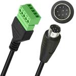 S-Video 8 Pin Male to 5 Pin Female Bolt Screw with Shield Terminals Pluggable Type Adapter Cable, Length:0.3m(Black)