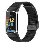 For Fitbit Charge 6 / 5 xDfind Milanese Metal Buckle Watch Band(Black)