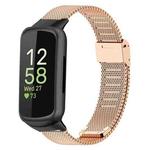 For Fitbit Inspire 3 xDfind Milanese Metal Buckle Watch Band(Rose Gold)