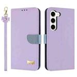 For Samsung Galaxy S23+ 5G Metal Bow Leather Phone Case with Hand Strap(Purple)