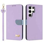 For Samsung Galaxy S25 Ultra 5G Metal Bow Leather Phone Case with Hand Strap(Purple)