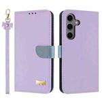 For Samsung Galaxy S25 / S24 5G Metal Bow Leather Phone Case with Hand Strap(Purple)