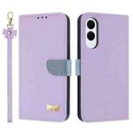 For Samsung Galaxy S25 Edge 5G Metal Bow Leather Phone Case with Hand Strap(Purple)