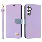 For Samsung Galaxy S24 FE 5G Metal Bow Leather Phone Case with Hand Strap(Purple)