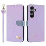 For Samsung Galaxy S25 FE 5G Metal Bow Leather Phone Case with Hand Strap(Purple)