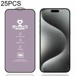 For iPhone 15 Pro Max 25pcs 9H 0.4mm High Aluminum Large Arc Tempered Glass Film