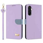 For Samsung Galaxy A36 / A56 5G Metal Bow Leather Phone Case with Hand Strap(Purple)