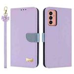 For Samsung Galaxy A13 4G / 5G Metal Bow Leather Phone Case with Hand Strap(Purple)