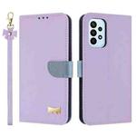 For Samsung Galaxy A23 4G / 5G Metal Bow Leather Phone Case with Hand Strap(Purple)
