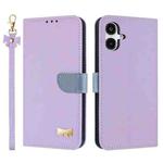 For Samsung Galaxy A06  / A07 4G Metal Bow Leather Phone Case with Hand Strap(Purple)