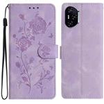 For Honor 400 Pro Global 160.8mm Rose Flower Embossing Pattern Leather Phone Case(Light Purple)