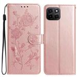 For Honor X6c 4G Rose Flower Embossing Pattern Leather Phone Case(Rose Gold)