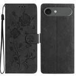 For iPhone 17 Air Rose Flower Embossing Pattern Leather Phone Case(Black)