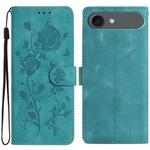For iPhone 17 Air Rose Flower Embossing Pattern Leather Phone Case(Green)