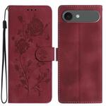 For iPhone 17 Air Rose Flower Embossing Pattern Leather Phone Case(Red)