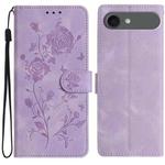 For iPhone 17 Air Rose Flower Embossing Pattern Leather Phone Case(Light Purple)