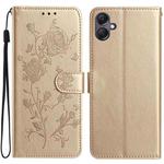 For Samsung Galaxy A07 5G Rose Flower Embossing Pattern Leather Phone Case(Gold)