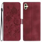 For Samsung Galaxy A07 5G Rose Flower Embossing Pattern Leather Phone Case(Red)