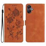 For Samsung Galaxy A07 5G Rose Flower Embossing Pattern Leather Phone Case(Brown)