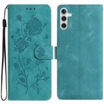 For Samsung Galaxy A17 5G Rose Flower Embossing Pattern Leather Phone Case(Green)