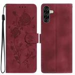 For Samsung Galaxy A17 5G Rose Flower Embossing Pattern Leather Phone Case(Red)