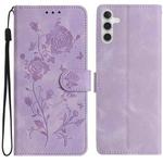 For Samsung Galaxy A17 5G Rose Flower Embossing Pattern Leather Phone Case(Light Purple)