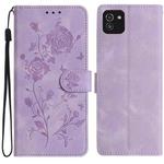 For Samsung Galaxy A03 Rose Flower Embossing Pattern Leather Phone Case(Light Purple)