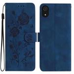 For Samsung Galaxy A03 Core Rose Flower Embossing Pattern Leather Phone Case(Dark Blue)