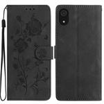 For Samsung Galaxy A03 Core Rose Flower Embossing Pattern Leather Phone Case(Black)