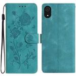 For Samsung Galaxy A03 Core Rose Flower Embossing Pattern Leather Phone Case(Green)